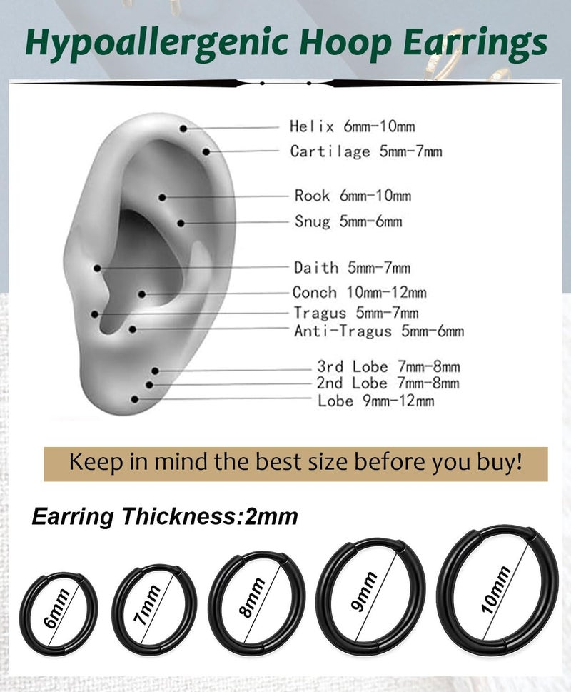 AMASIS Hypoallergenic Surgical Steel Earrings Sets for Sensitive Ears Lightweight Small Huggie Hoop Earrings 20G Stainless Steel Opal Ball Pearl CZ Flat Back Earrings for Women Men Trendy Cartilage Earrings Hoop Stud - Image 3
